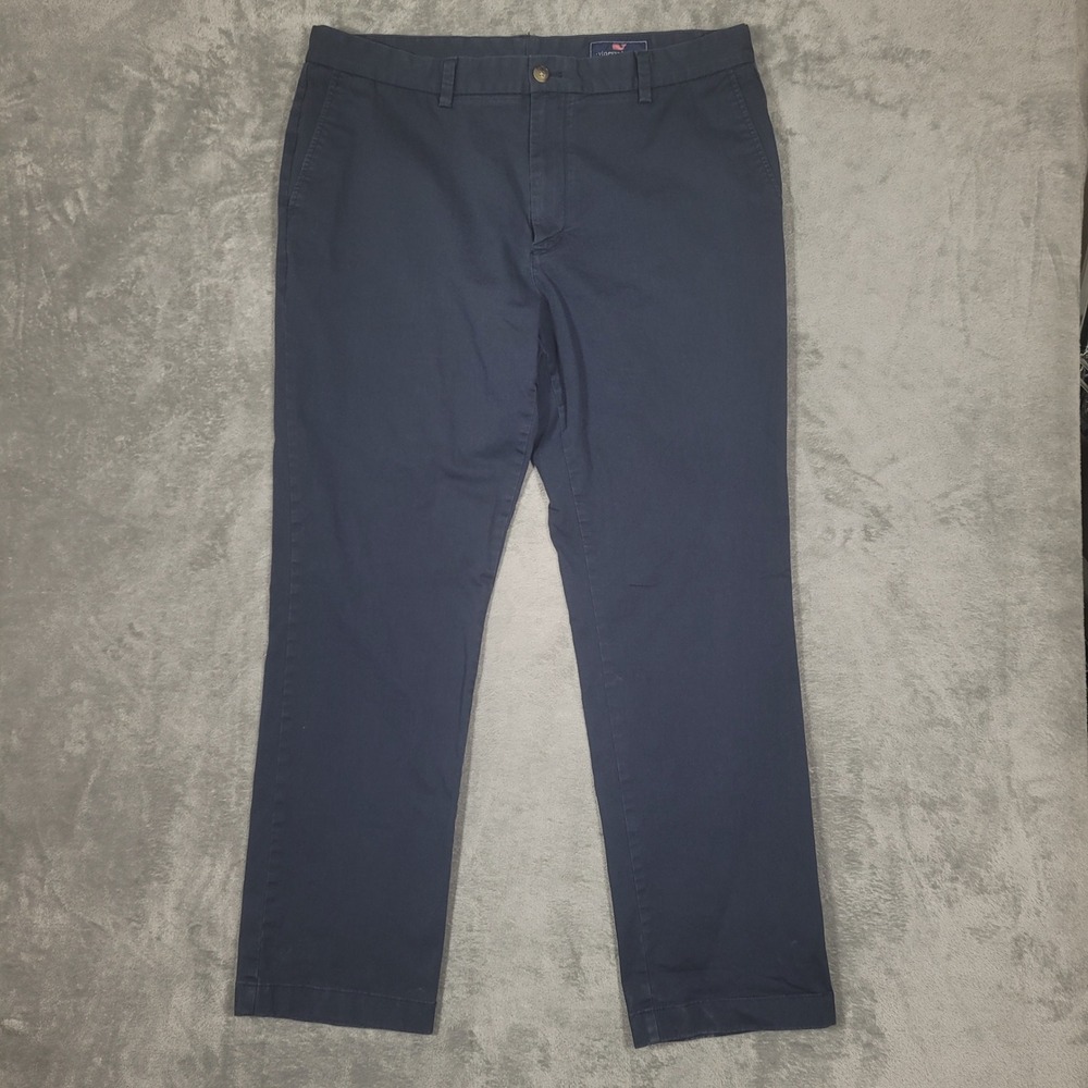 Vineyard Vines Mens 38x31 Breaker Pant Navy Blue Cotton Stretch Chino Trousers